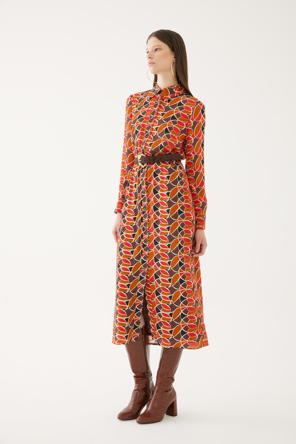 Flywheel Waisted Judge Collar Dress