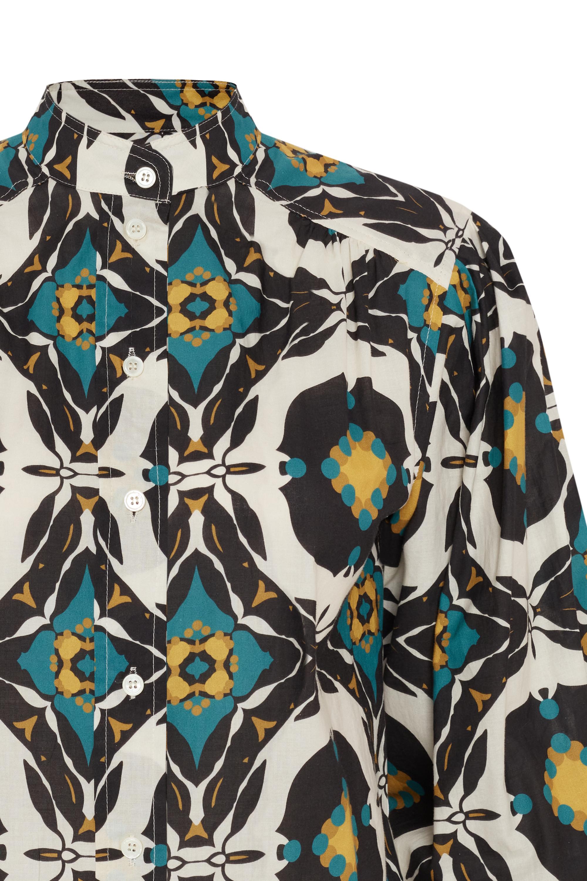 Abstract Patterned Mandarin Collar Shirt