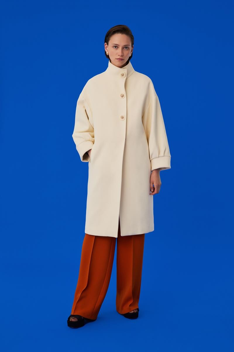 Stand Collar Buttoned Coat