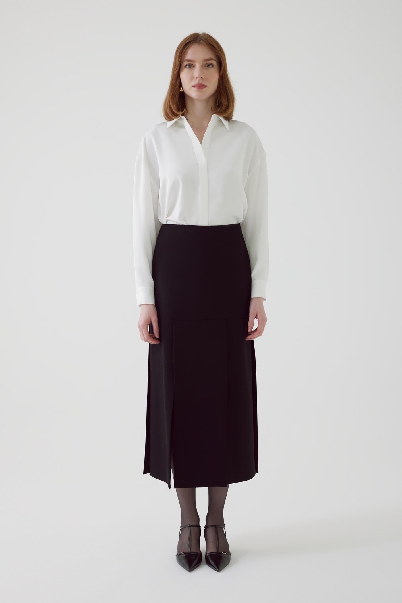 Split Regular Black Skirt