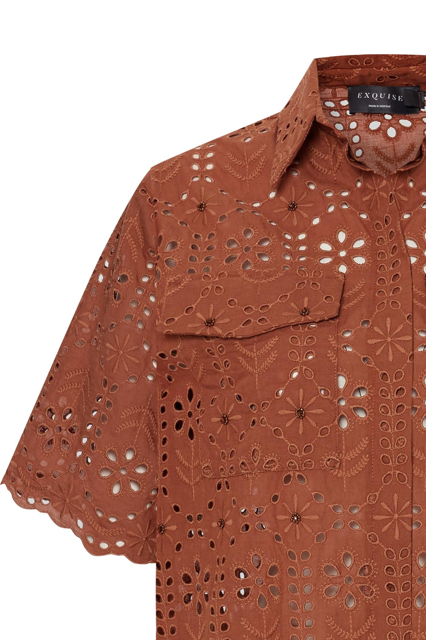 Lace Patterned and Cotton Shirt