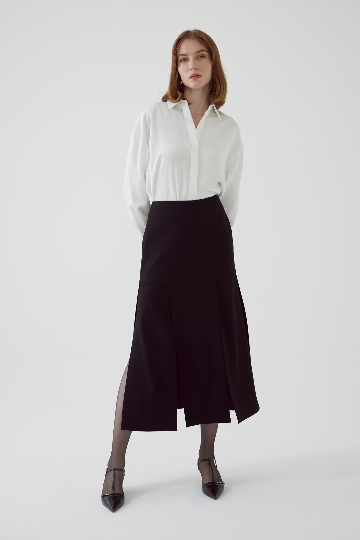 Split Regular Black Skirt