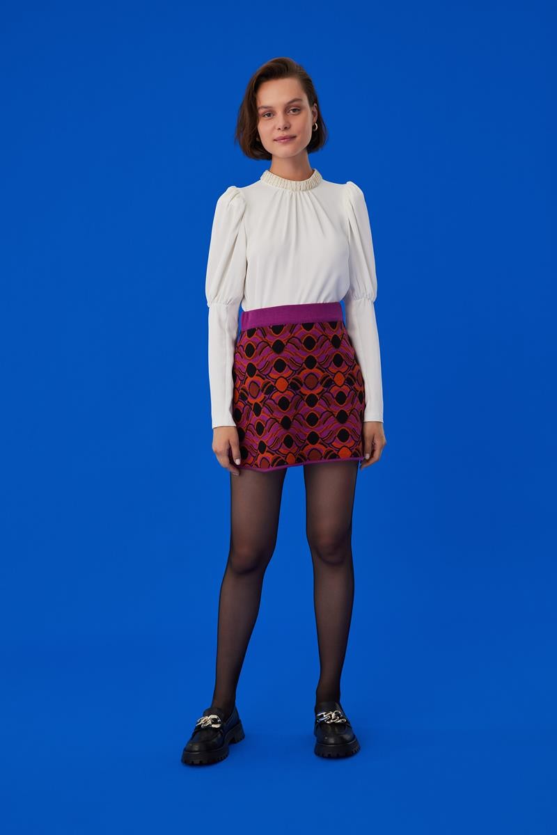 Patterned Mini Tricot Skirt