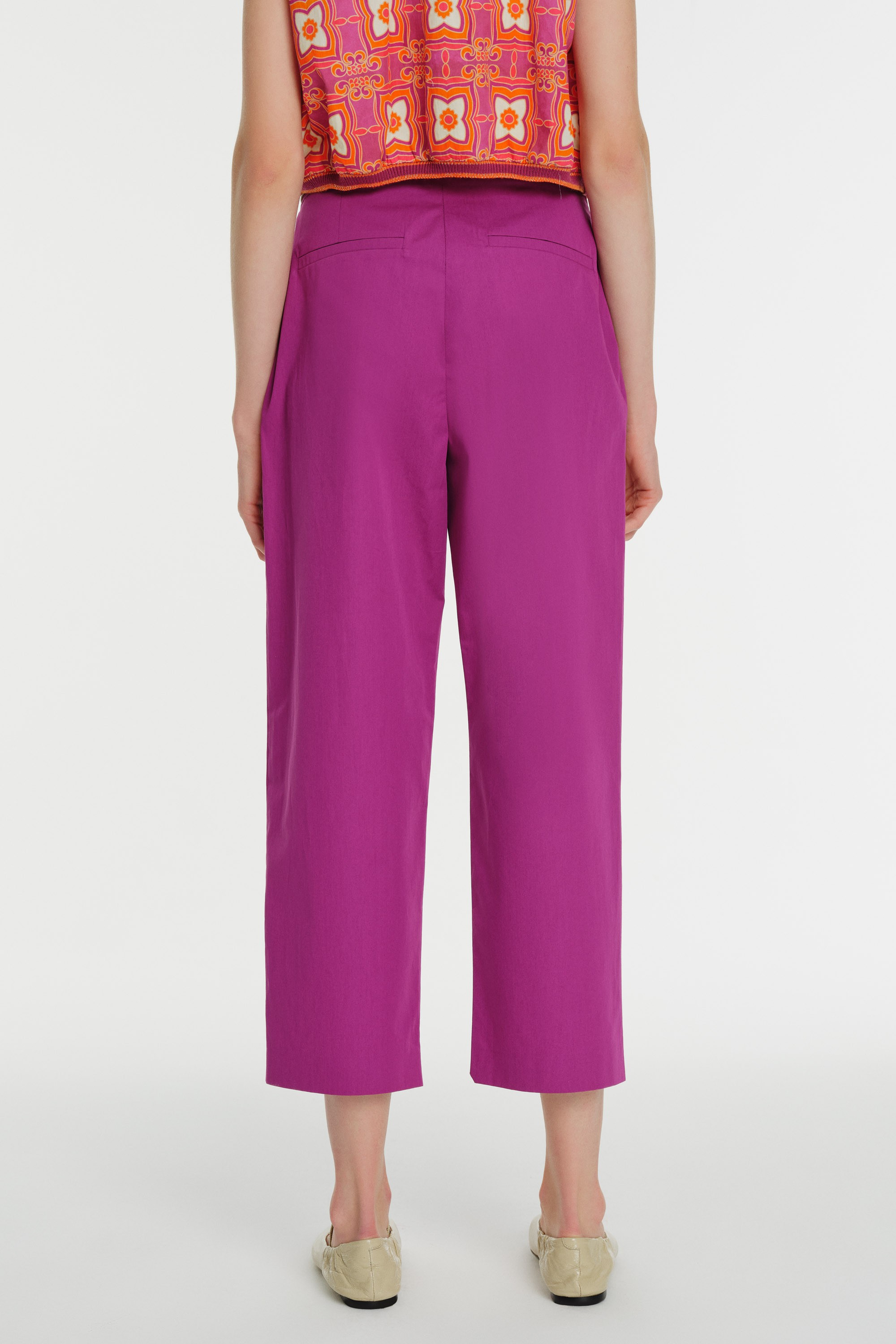 High Waist Wide Leg Poplin Pants