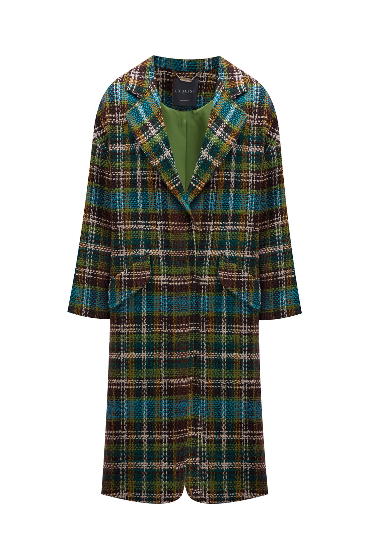 Plaid Patterned Wool Coat