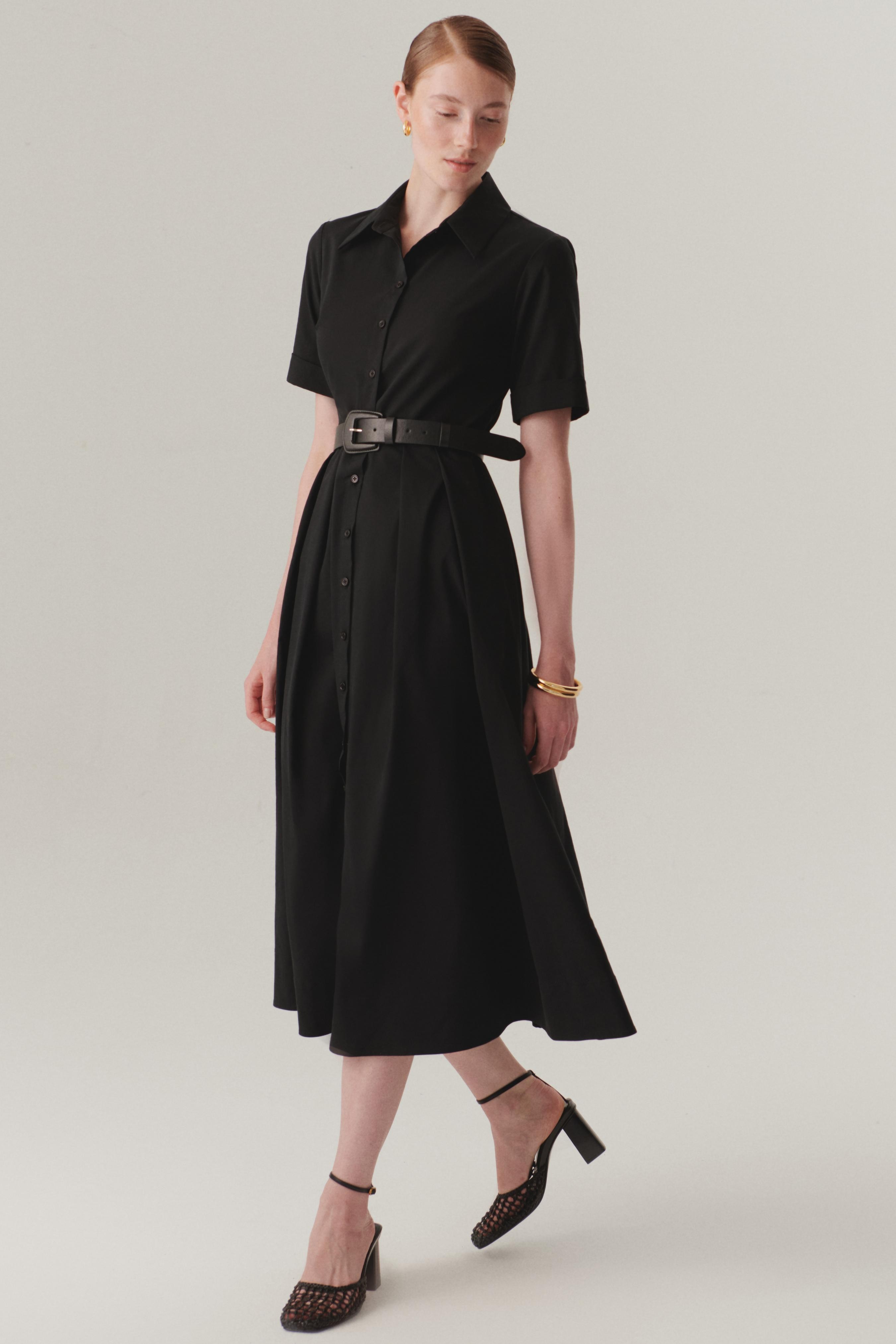 Classic Collar Belted Dress