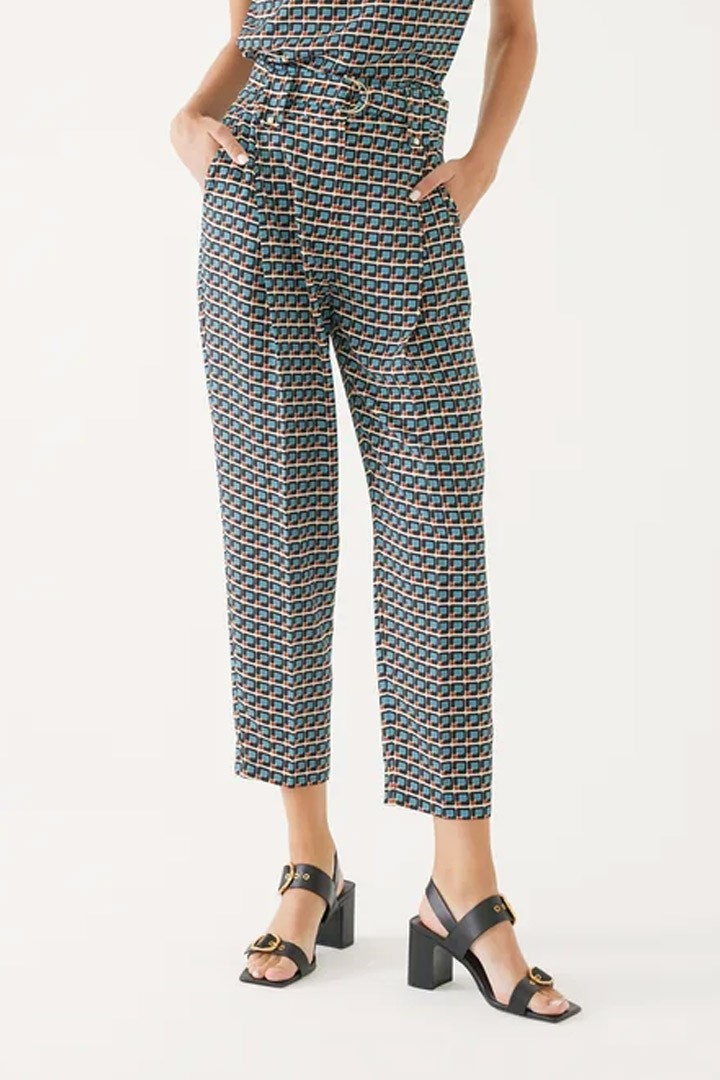 Mixed Patterned Ankle-Cut Trousers