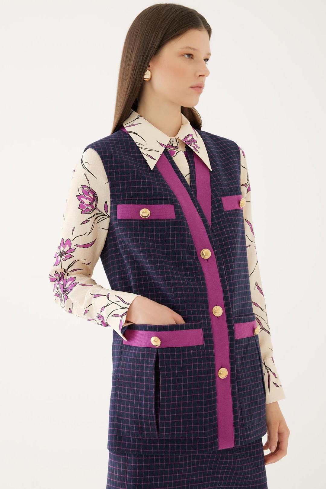 Colorful vest with button detail 1