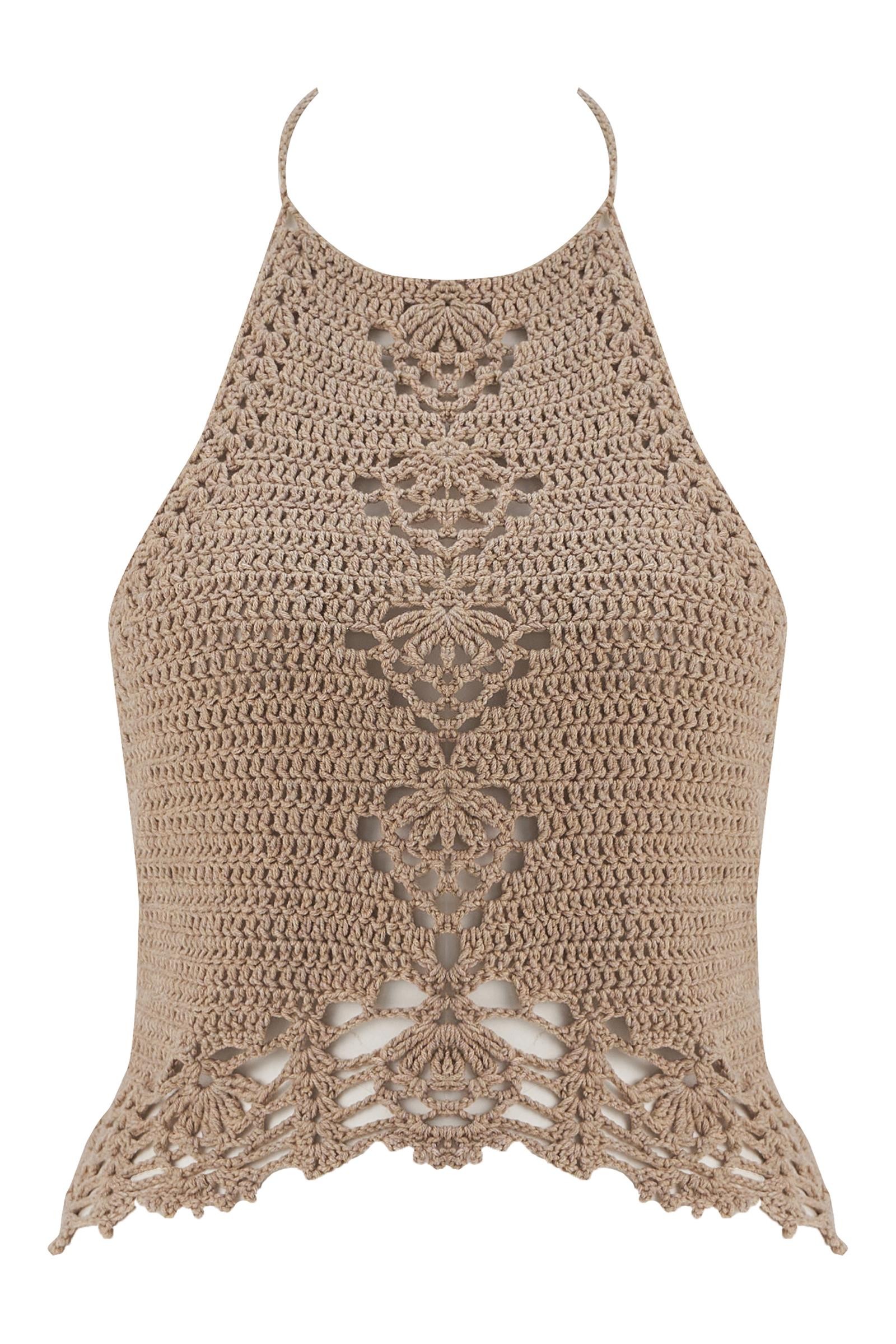 Hand Knitted Halter Collar Top