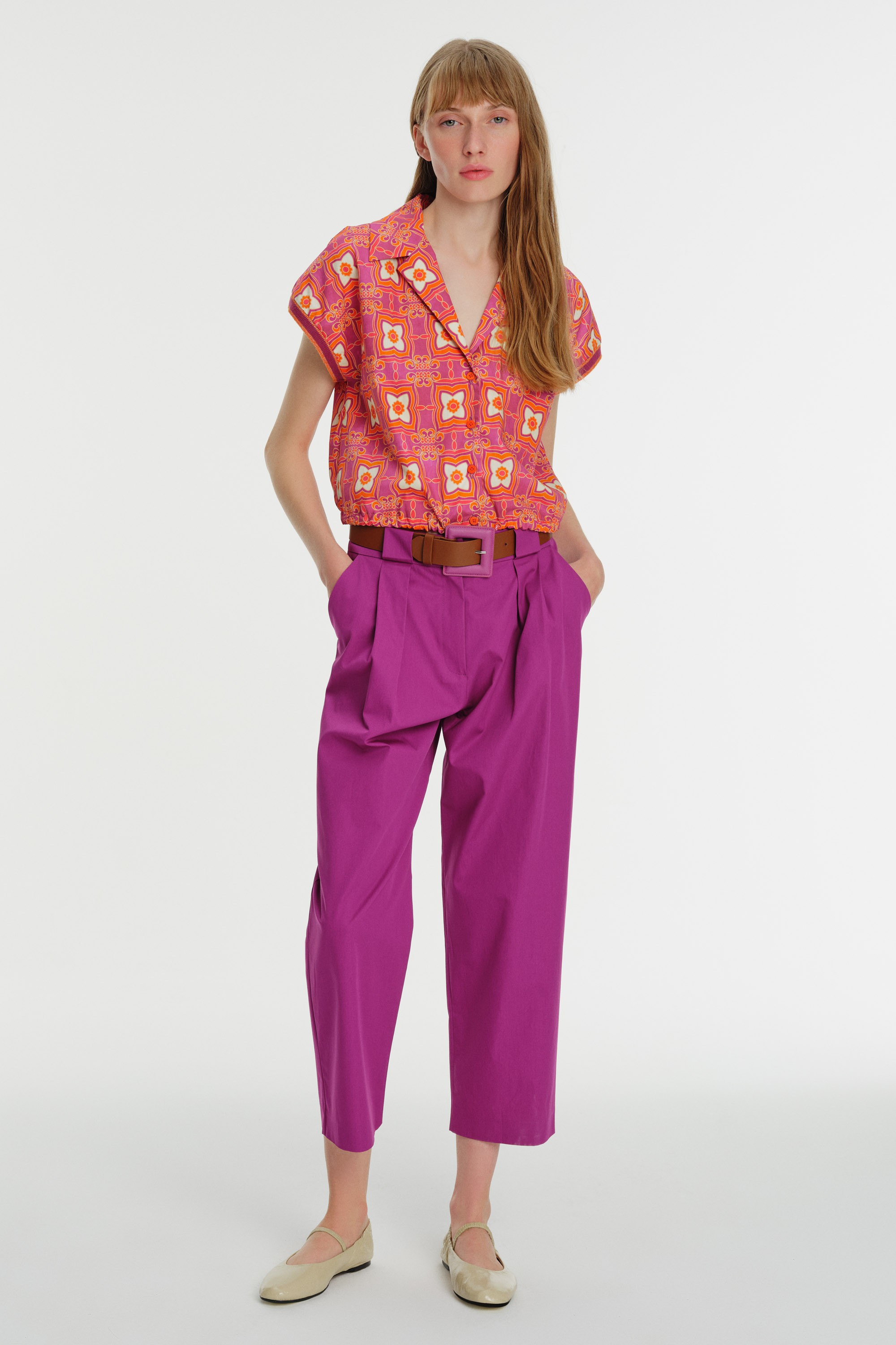 High Waist Wide Leg Poplin Pants