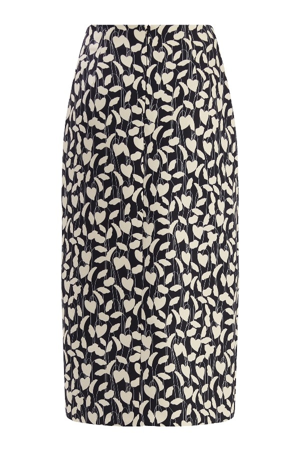 Patterned High Waist Midi Skirt