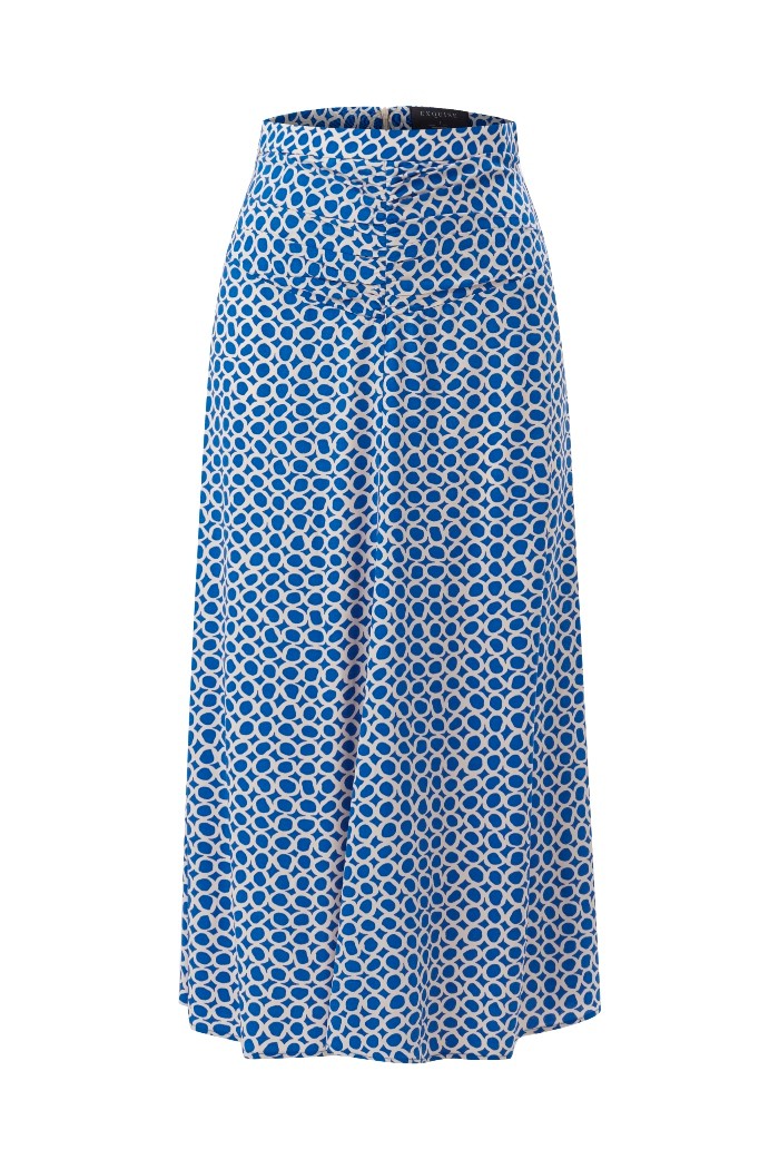 High-Waisted Midi-Length Printed Pleated Skirt