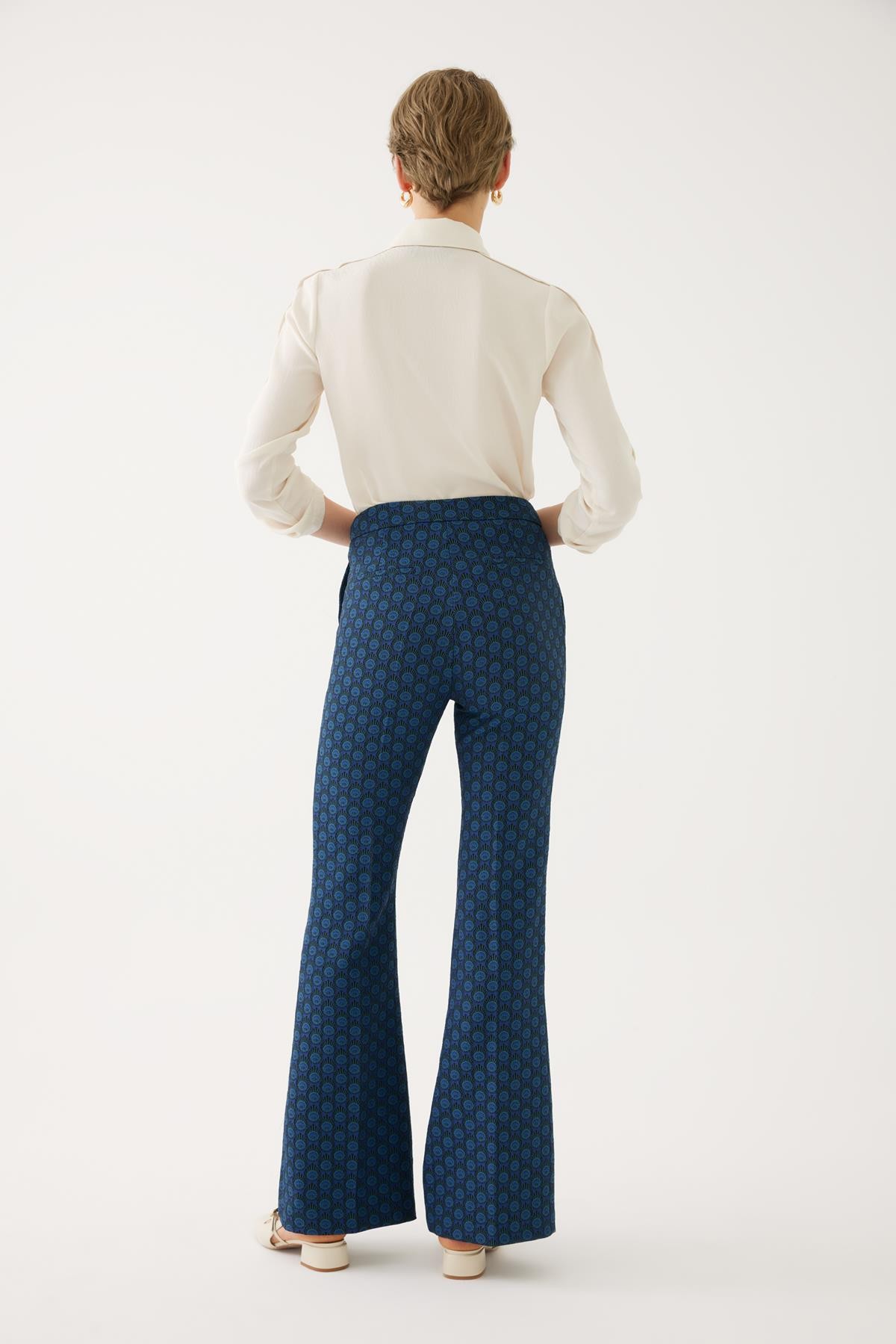 Patterned Navy Blue Pants