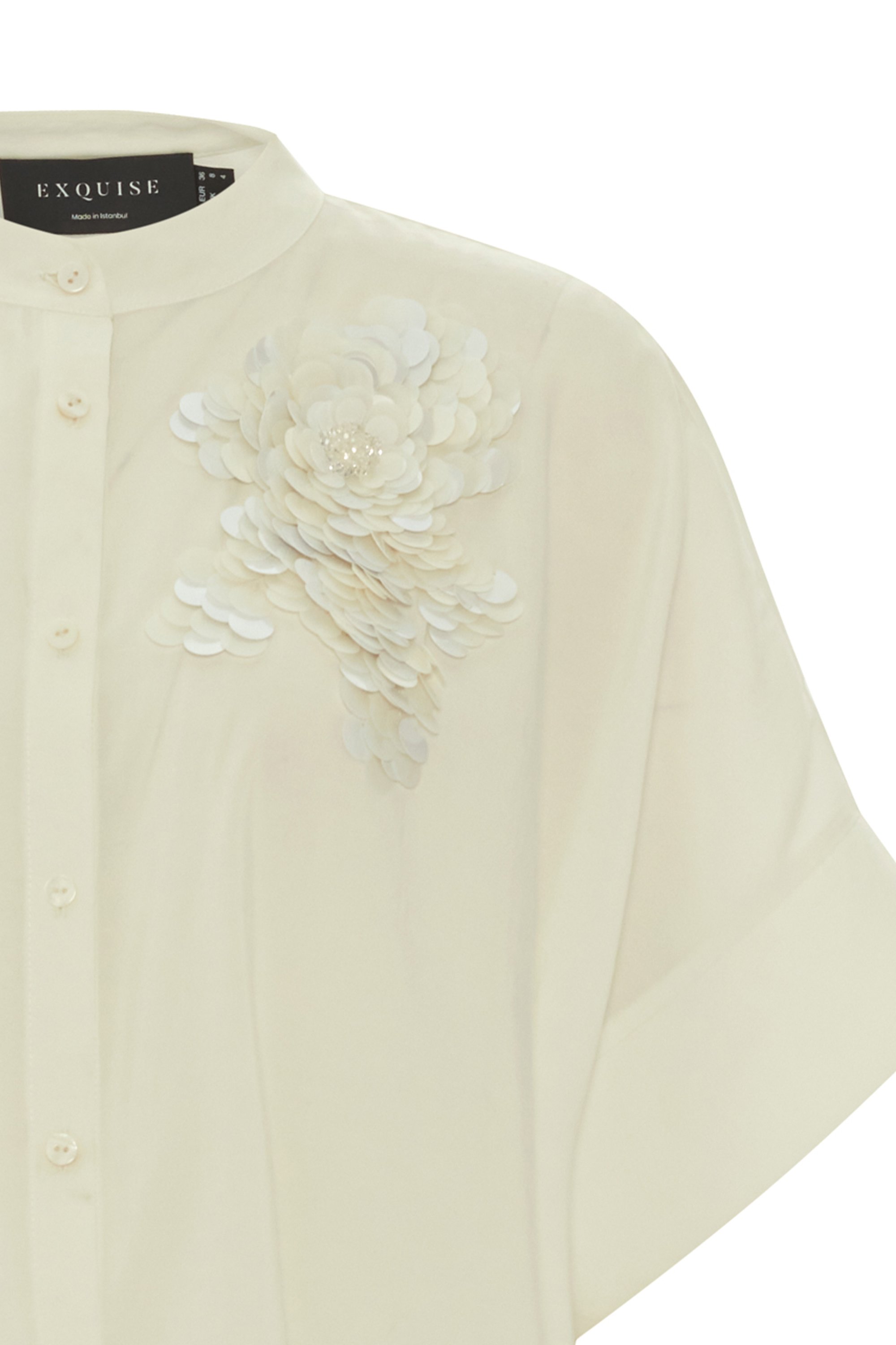 Batwing Cut and Flower Motif Shirt