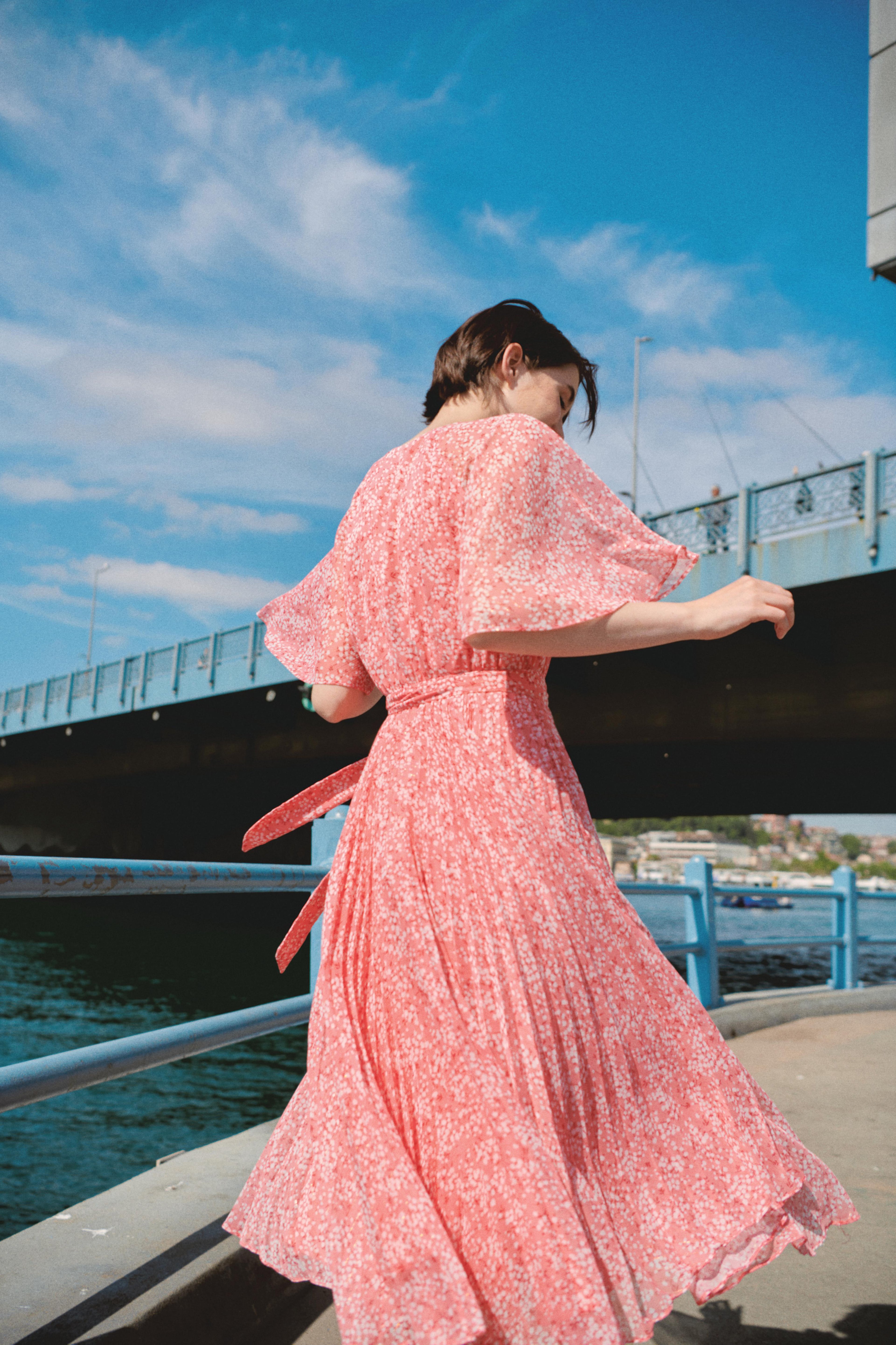 Pink flared dress