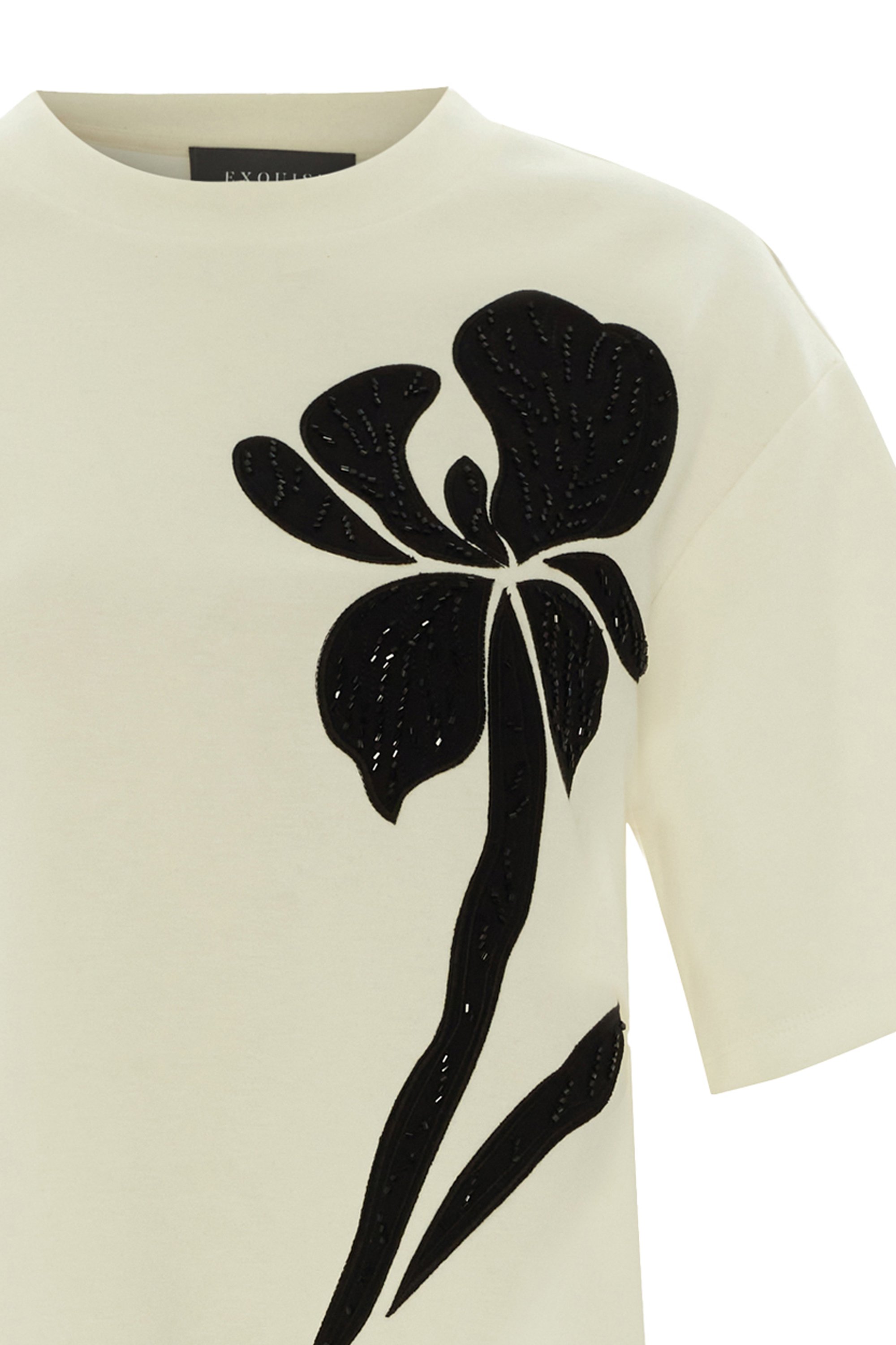 Half Sleeve and Floral Patterned T-Shirt