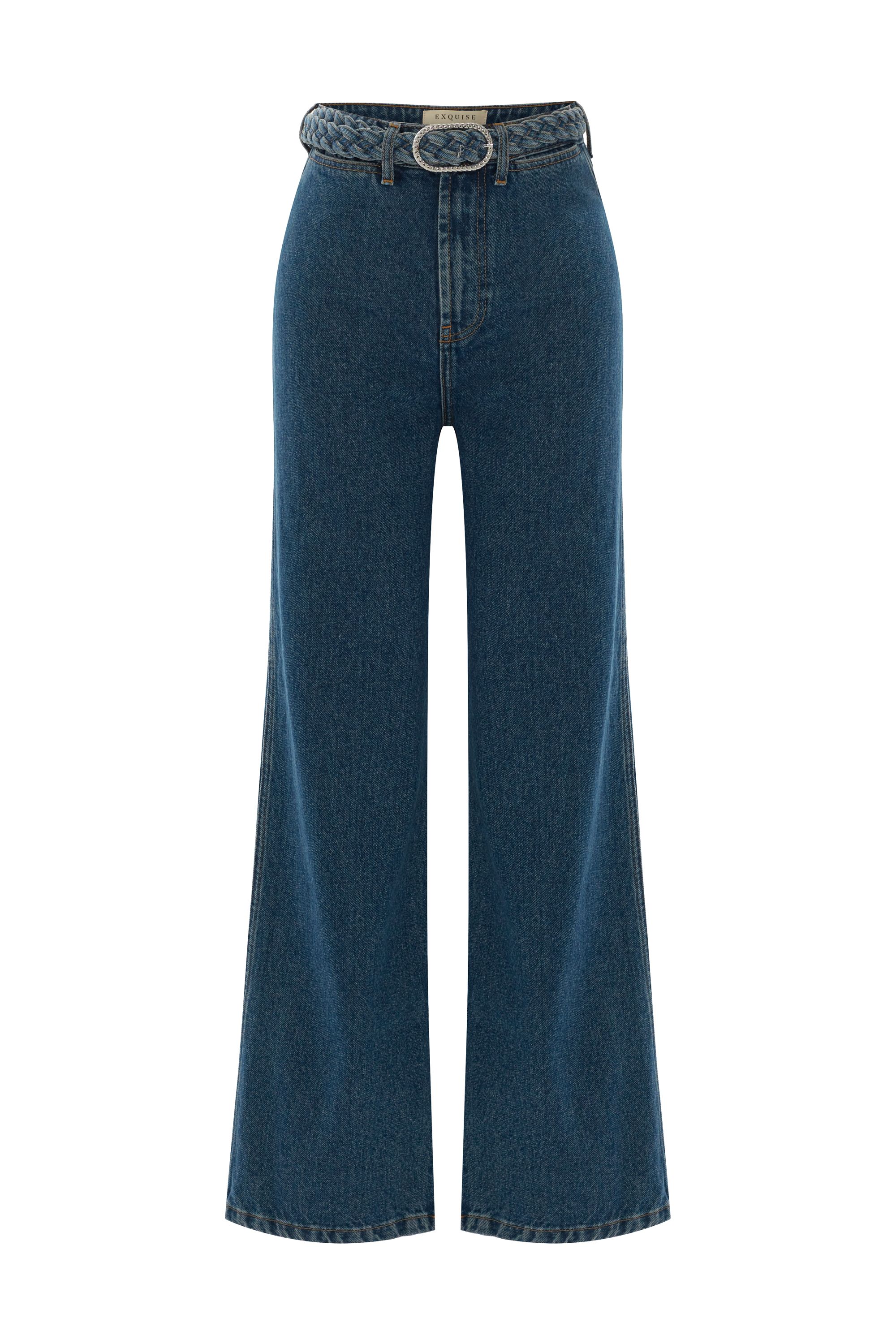 Belt Detailed and Wide-Leg Jeans