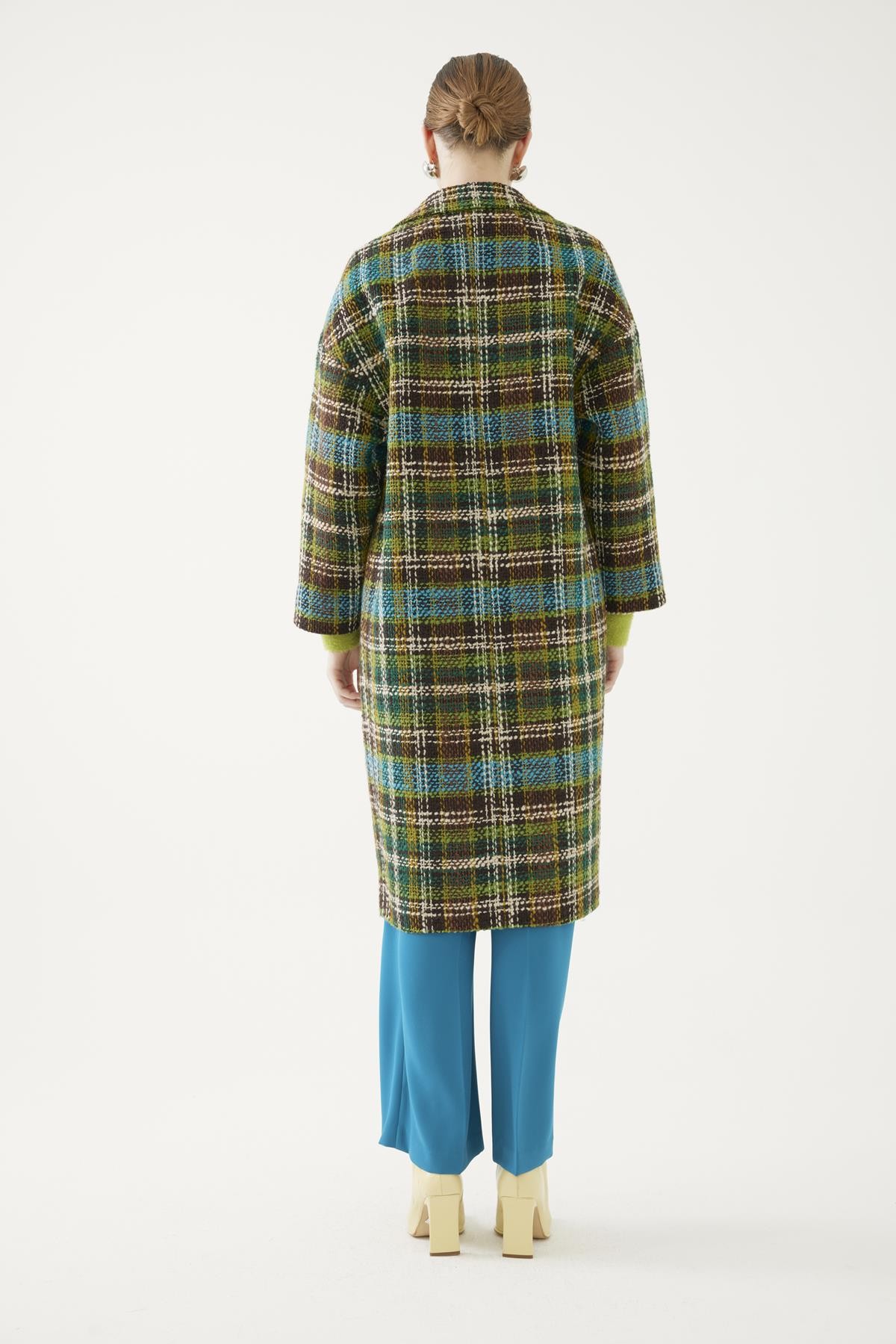 Plaid Patterned Wool Coat