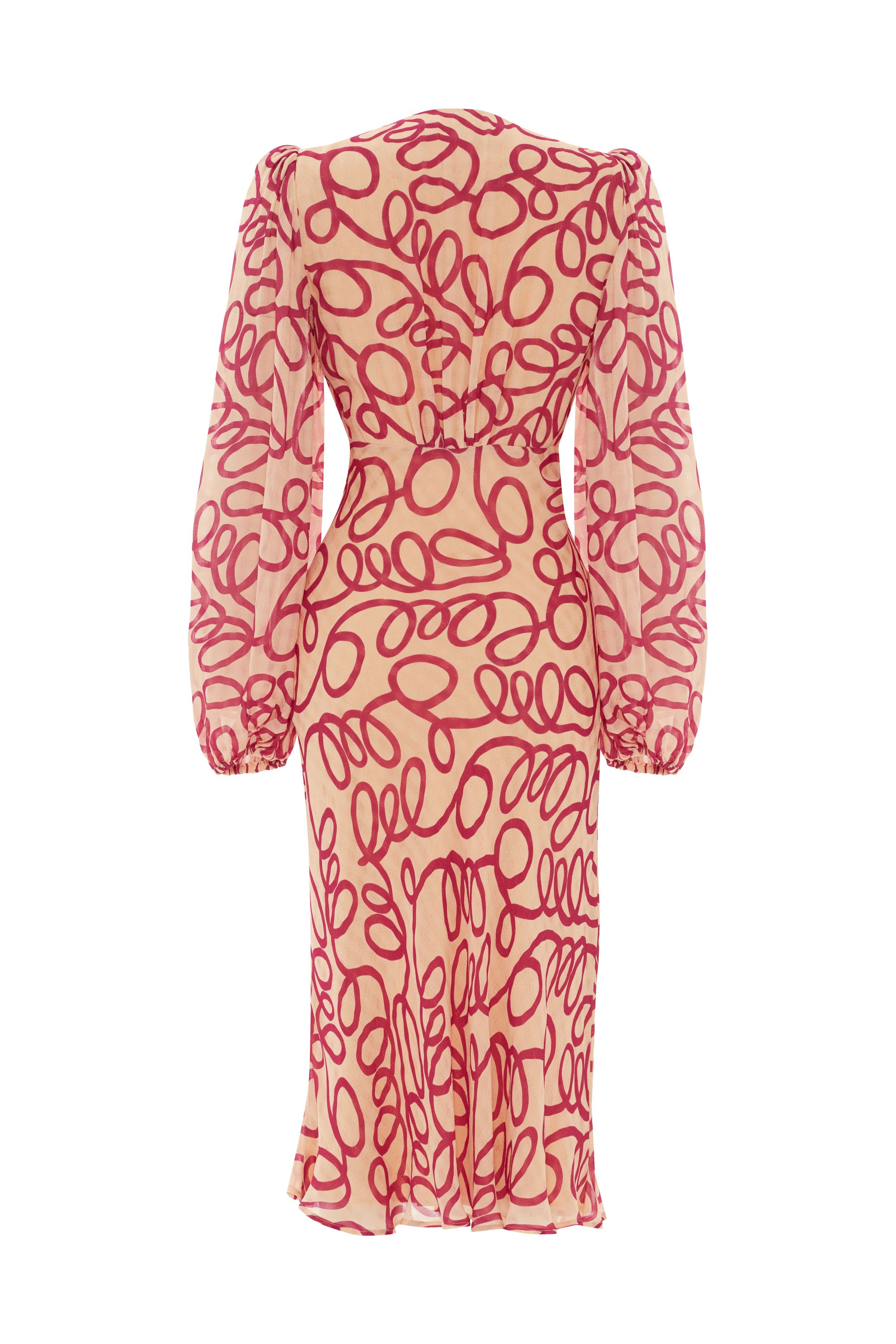 Balloon Sleeve Patterned Dress