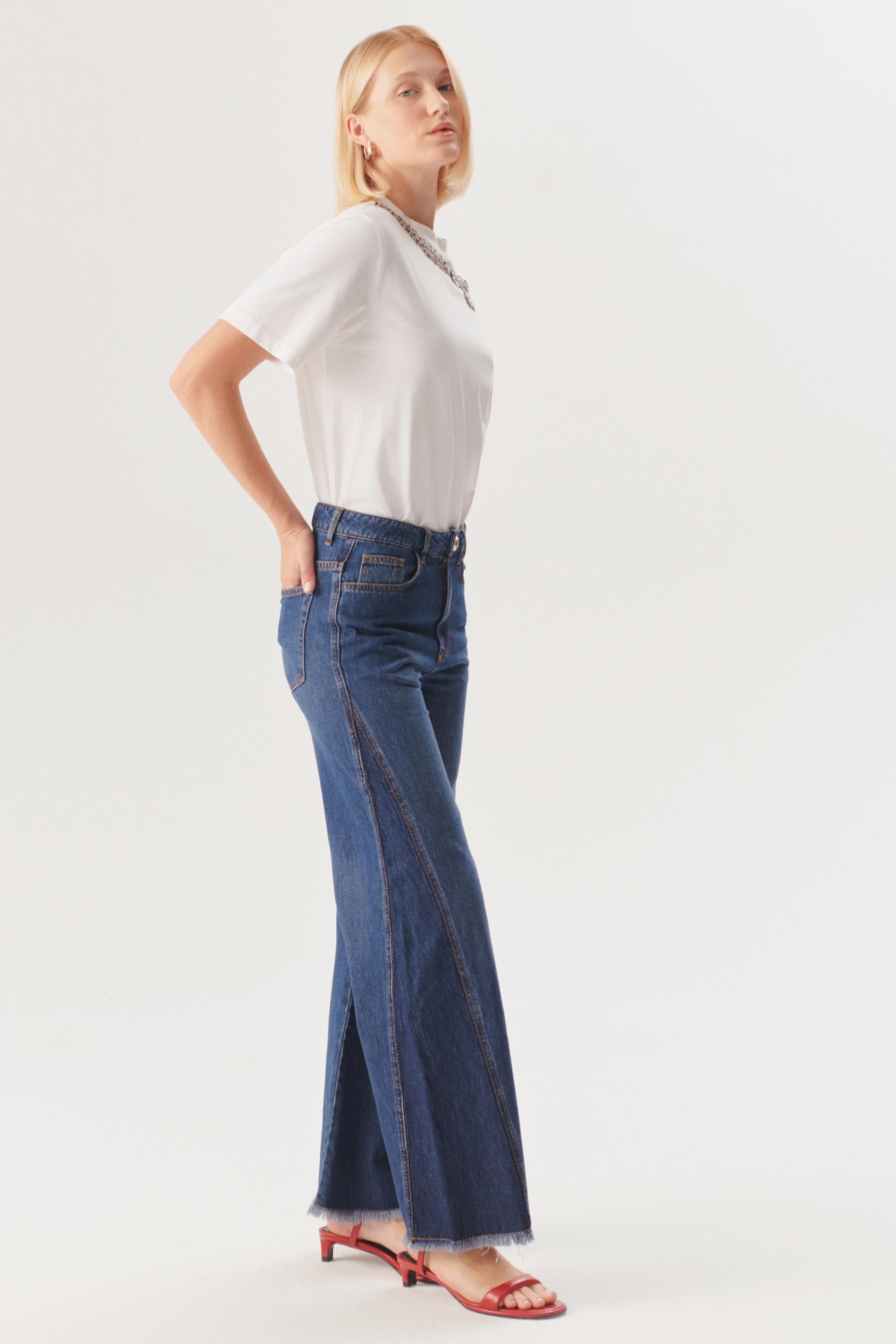 Raw Hem Wide-Leg Jeans