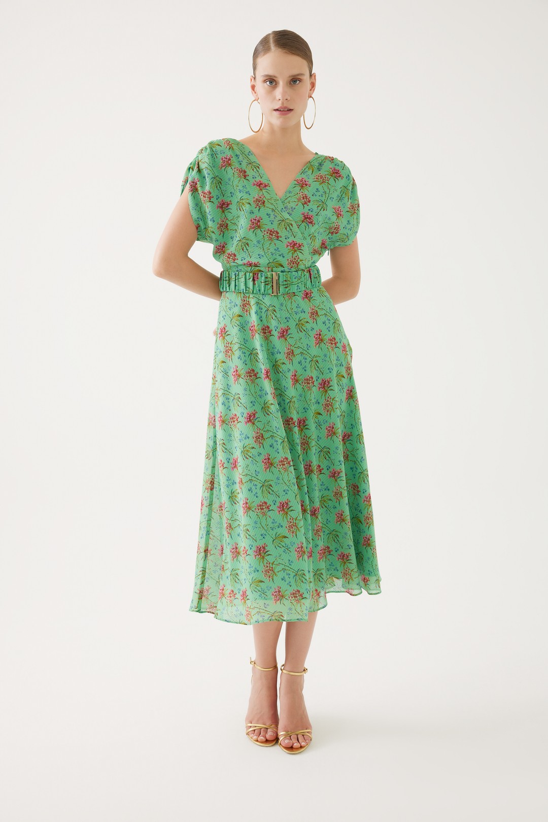 Green Dress with Floral Motif 1