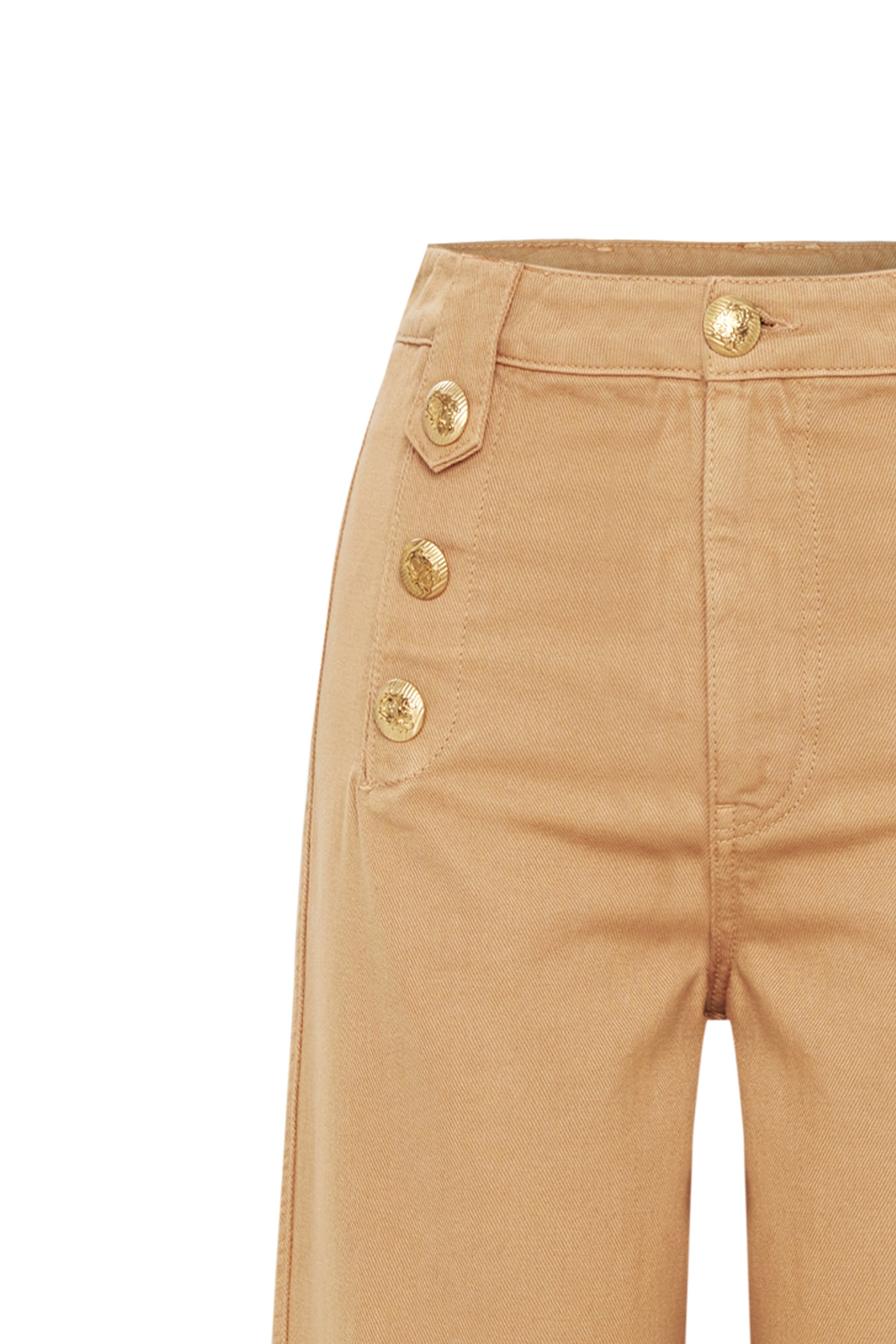 Button Detail Cotton Regular Camel Denim