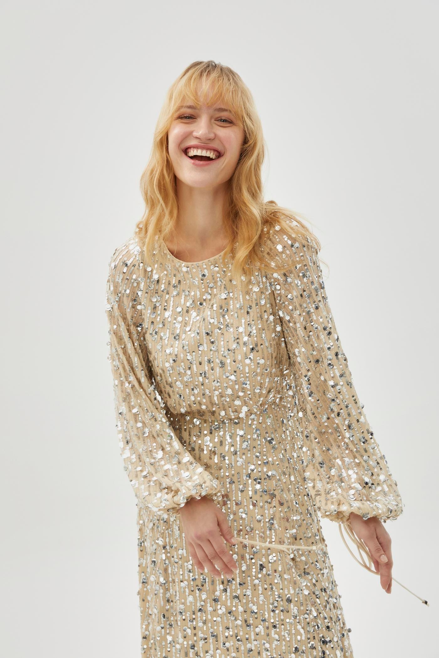 Sequin Regular Gold Midi Dress