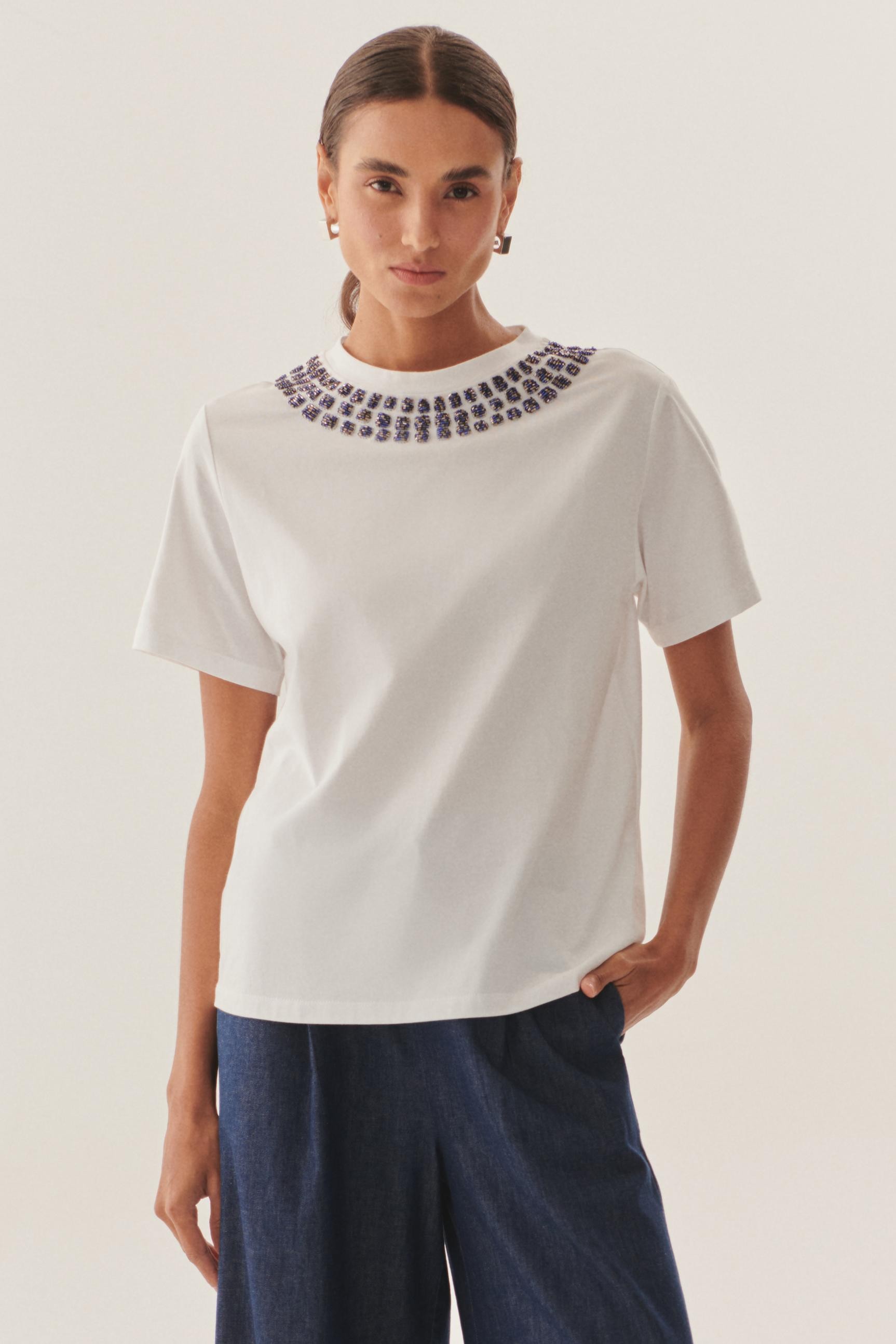 Crystal-Embellished Cotton Tee