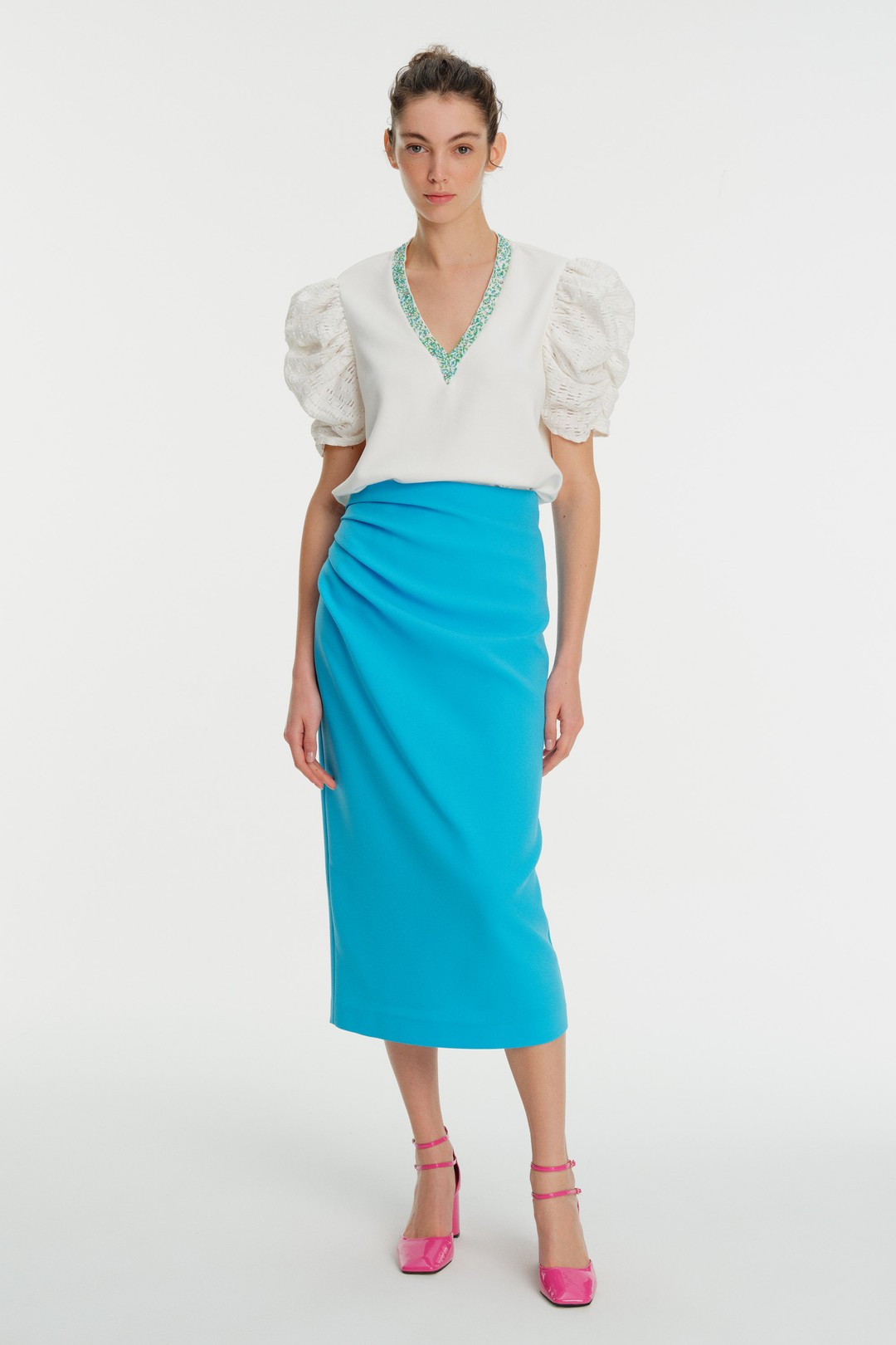 Midi Length Crepe Skirt 1