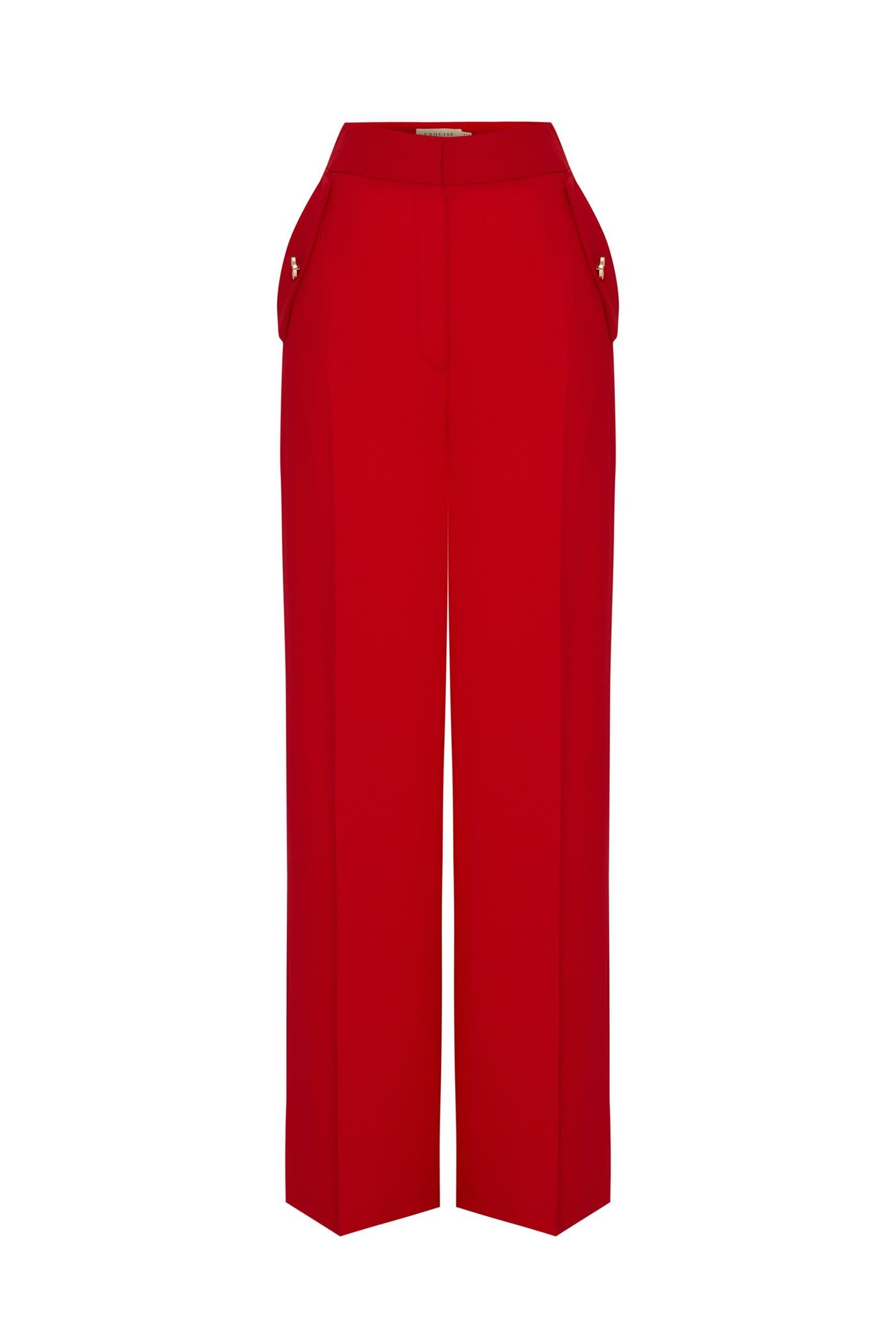 Button Detail High-Waisted Pants