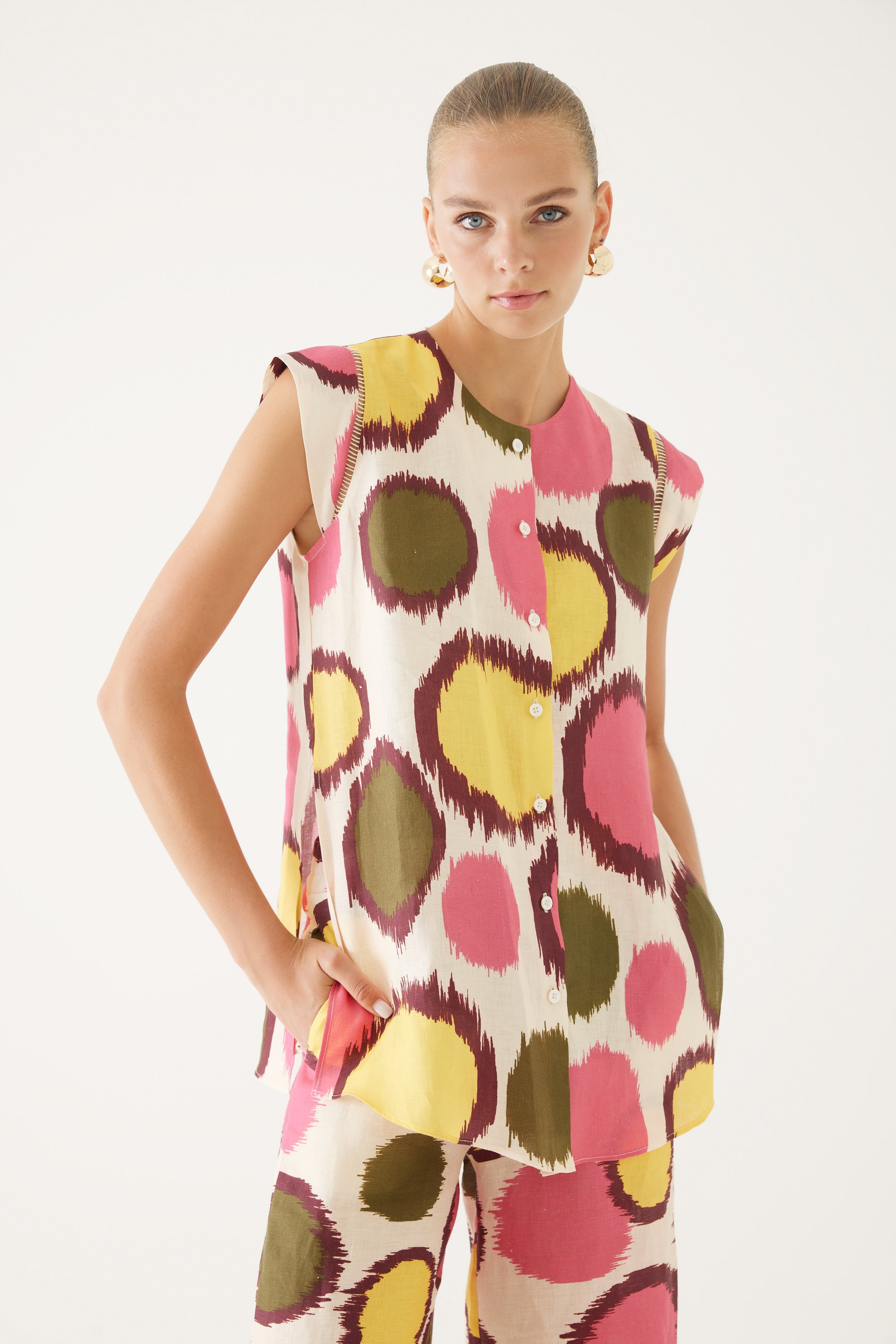 Colorful Round Patterned Loose Shirt