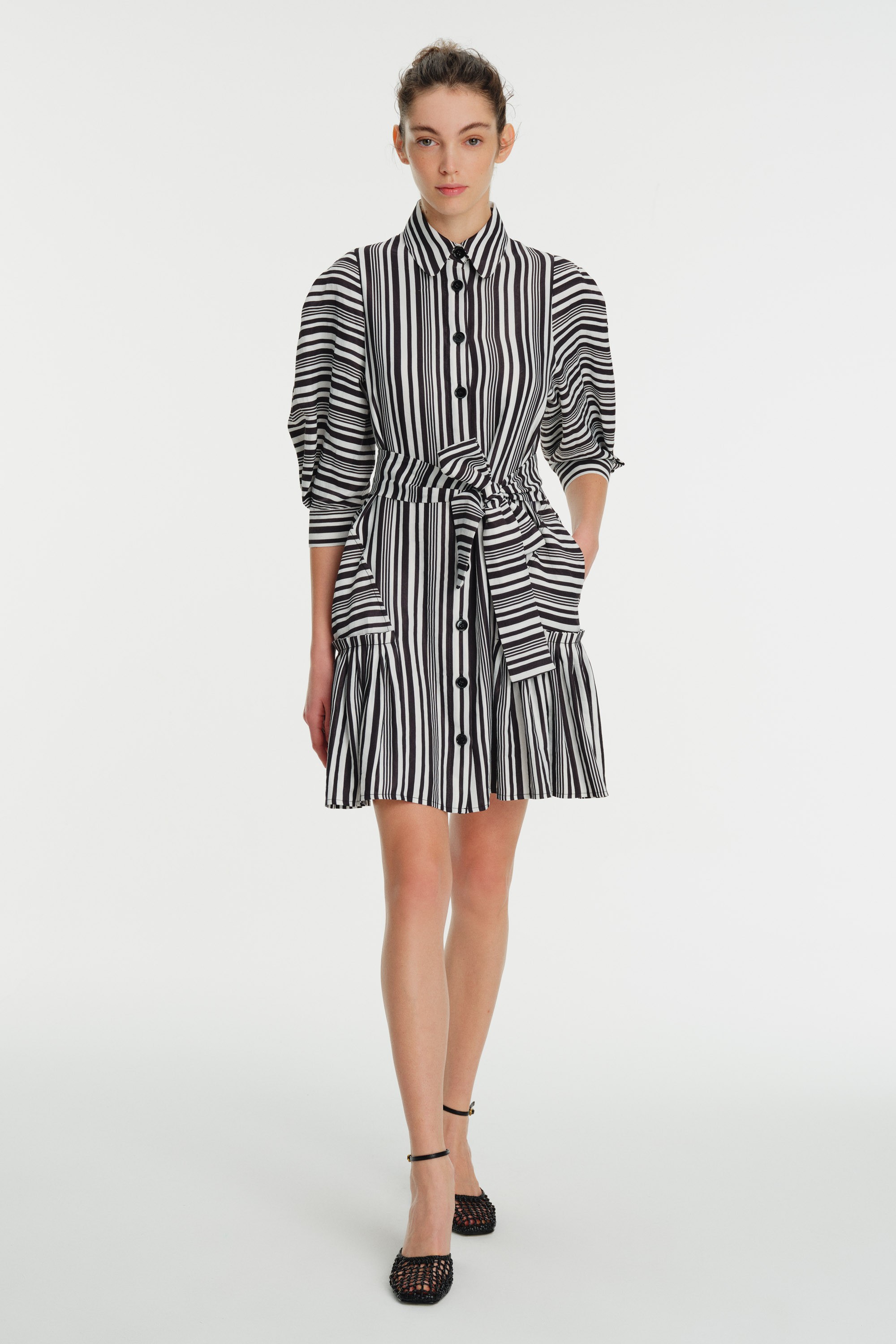 Shirt Collar Patterned Dress