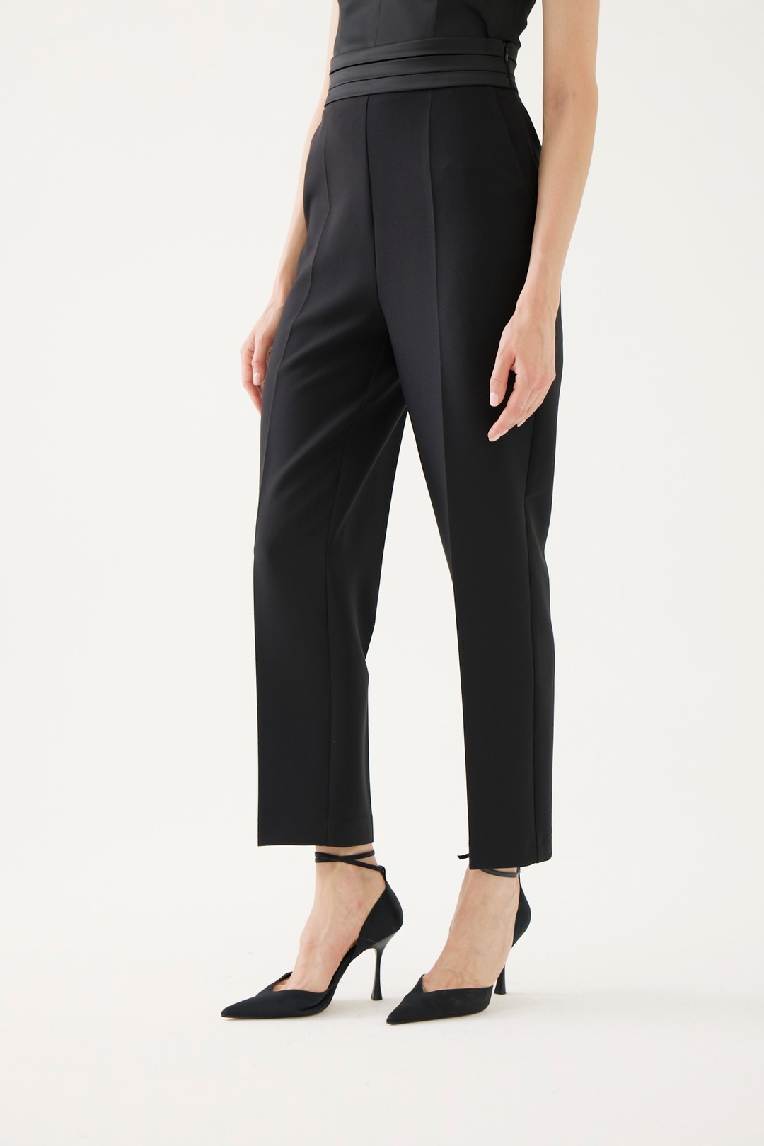 Slim Fit Trousers with Waist Detail 1