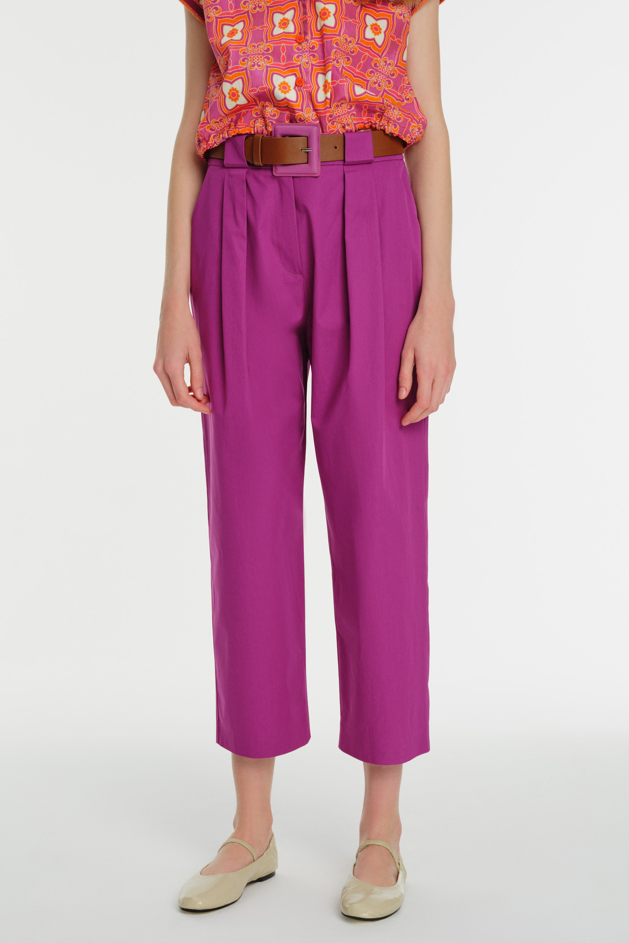 High Waist Wide Leg Poplin Pants