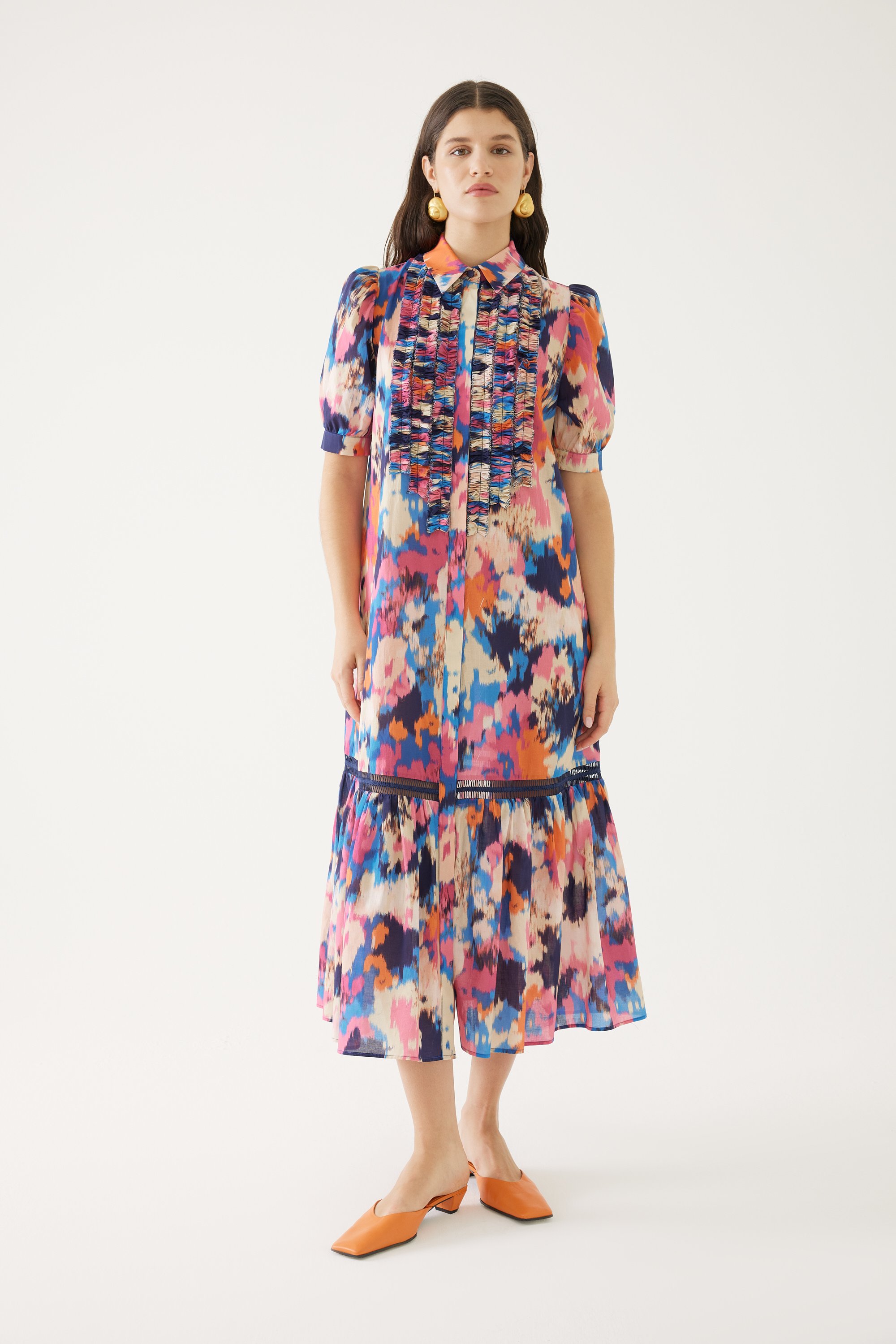 Abstract Patterned Shirt Dress