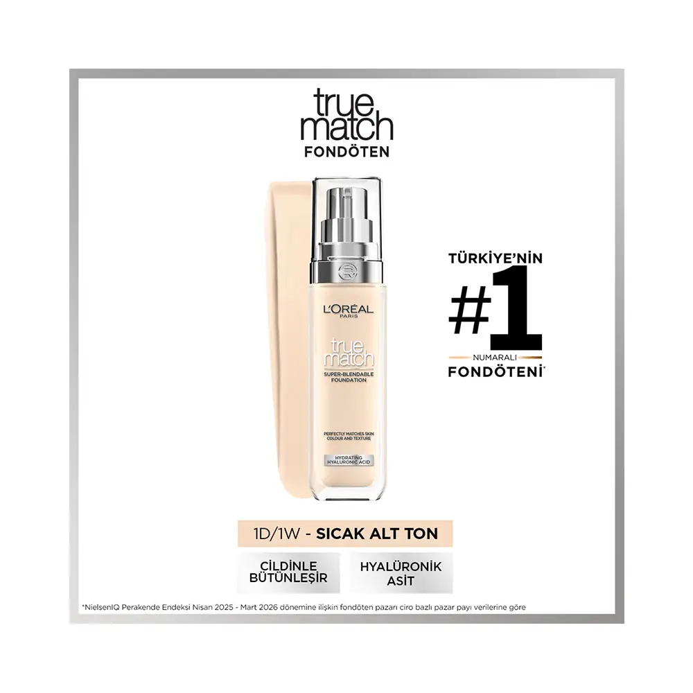 L'Oréal Paris L'Oréal Paris True Match Bakım Yapan Fondöten - 1.D Golden Ivory | Cosmetica