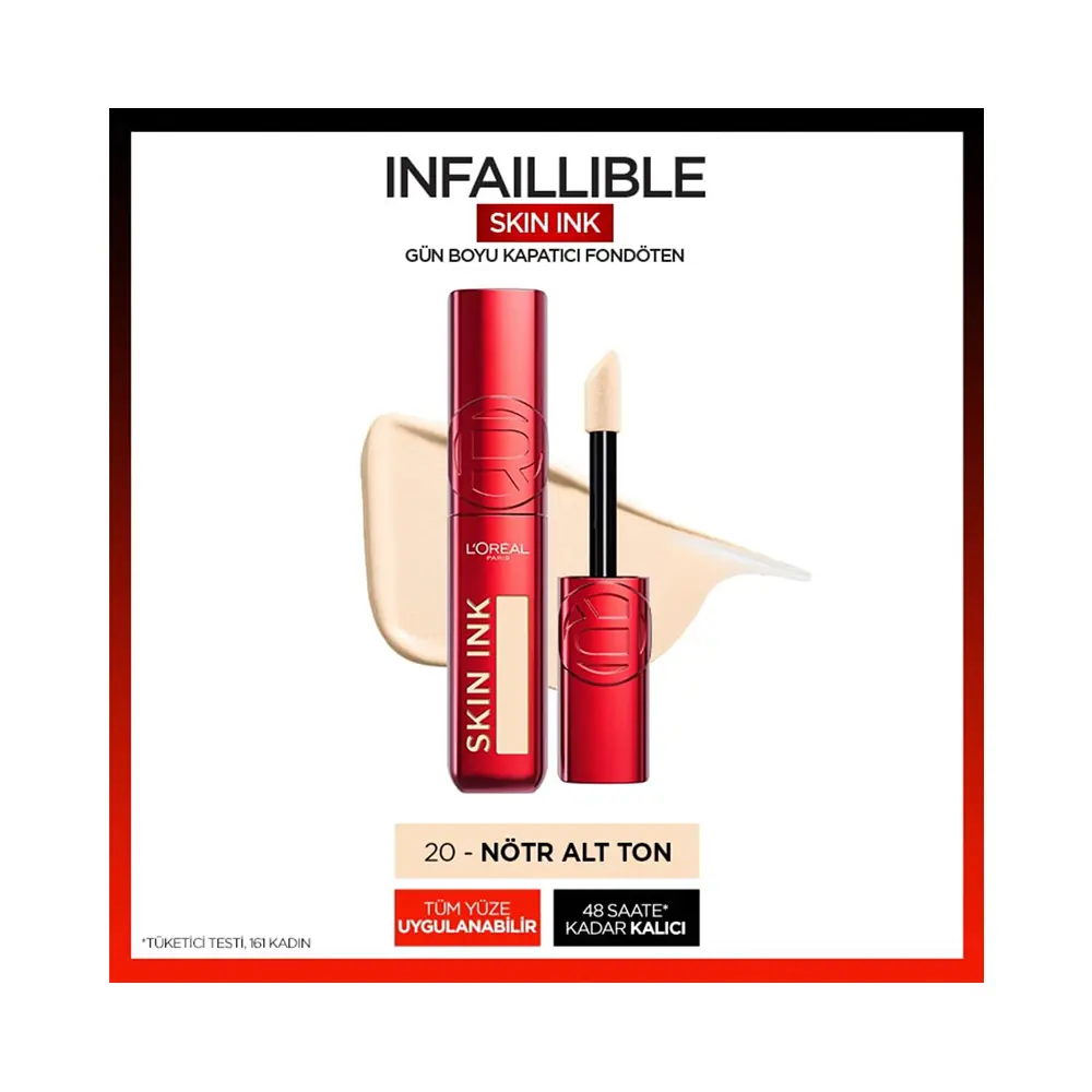 L'Oréal Paris Skin Ink Gün Boyu Kapatıcı Fondöten - Nötr Alt Ton 20 ...