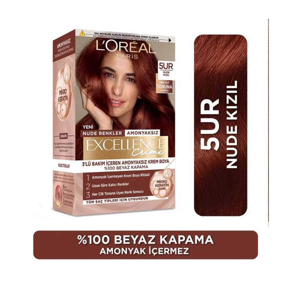 L'Oréal Paris Excellence Creme Nude Renkler Saç Boyası - 5UR Red