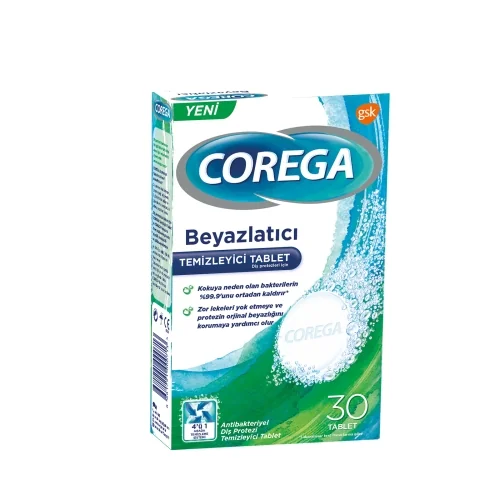 Corega Diş Protezi Beyazlatıcı Temizleyici Tablet 30'lu