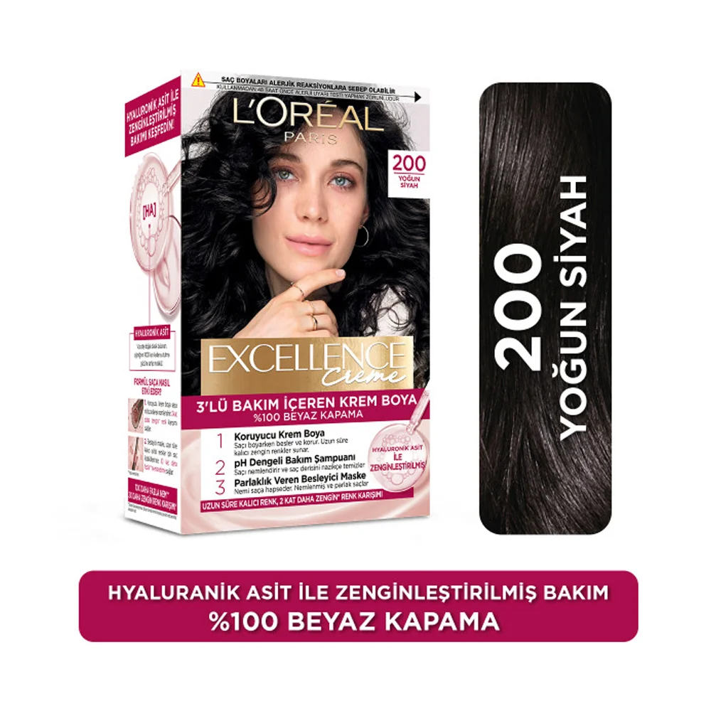 L'Oréal Paris Excellence Creme Saç Boyası 200 Yoğun Siyah