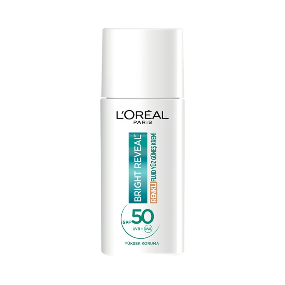 L'Oréal Paris Bright Reveal Spf 50+ Koyu Leke Karşıtı Renkli Fluid Günlük Yüz Güneş Kremi 50ml - Medium