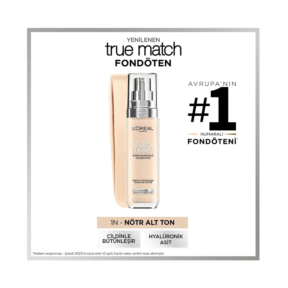 L'Oréal Paris Loreal Paris L'Oréal Paris True Match Bakım Yapan Fondöten - 1N Nötr Alt Ton – 1N Nötr Alt Ton