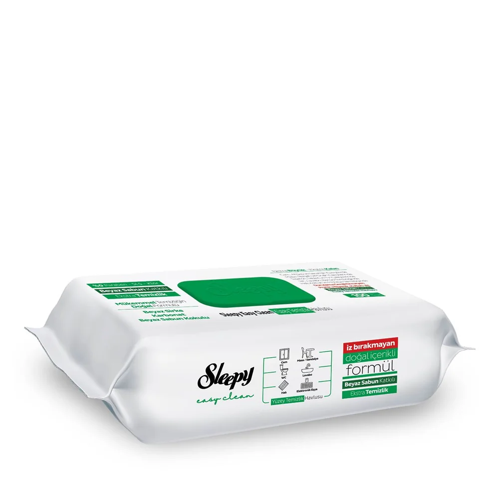 Sleepy Easy Clean Beyaz Sabun Katkılı Yüzey Temizlik Havlusu 100'Lü