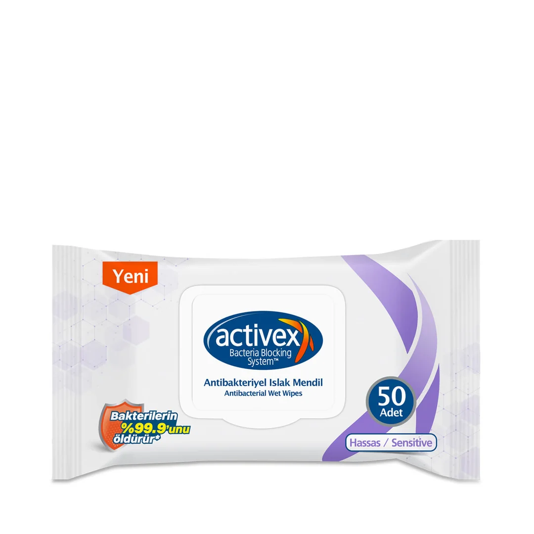 Activex Antibakteriyel Islak Mendil Hassas Kapaklı 50'li