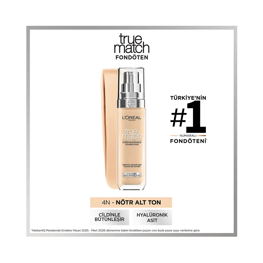 L'Oréal Paris L'Oréal Paris True Match Bakım Yapan Fondöten - 4N Beige | Cosmetica