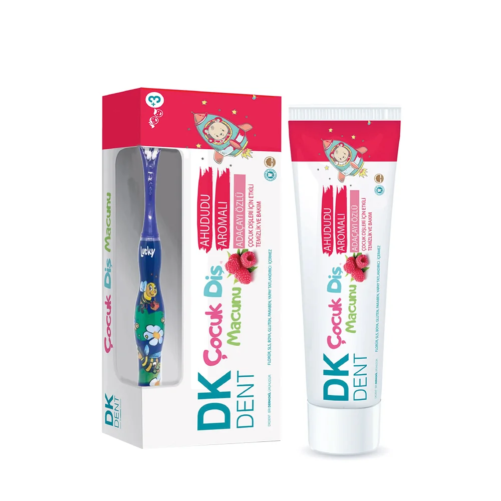 Dk Dent Ahududu Aromalı Florürsüz Çocuk Diş Macunu 50 ml + Diş Fırçası