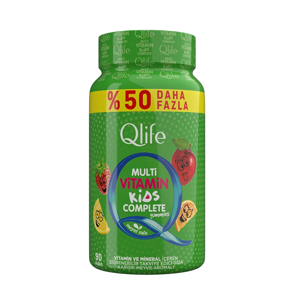 Qlife Multivitamin Kids Complete Gummies Çocuklar İçin Takviye Edici Gıda 90 Adet