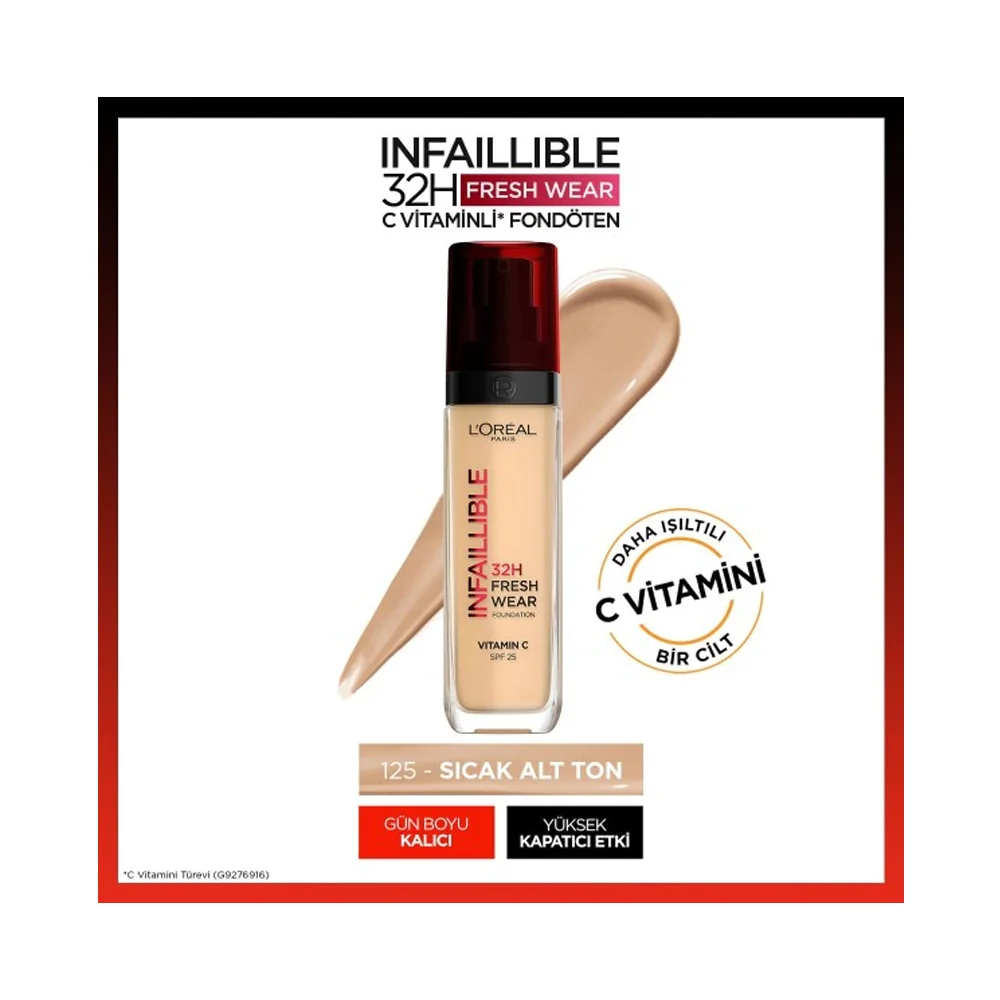 L'Oréal Paris Infaillible 32H Fresh Wear C Vitaminli Fondöten - 125