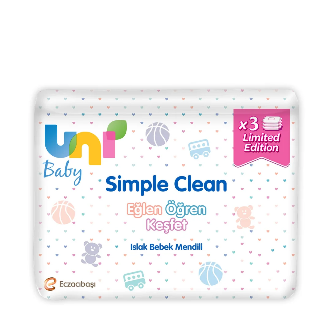 Uni Baby Simple Clean Islak Bebek Mendili 3'lü (52x3)