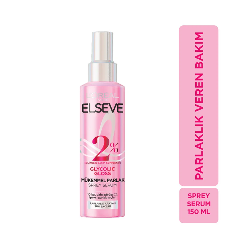 LOreal Paris Elseve Glycolic Gloss Mükemmel Parlaklık Veren Saç Bakım Sprey Serumu 150 Ml